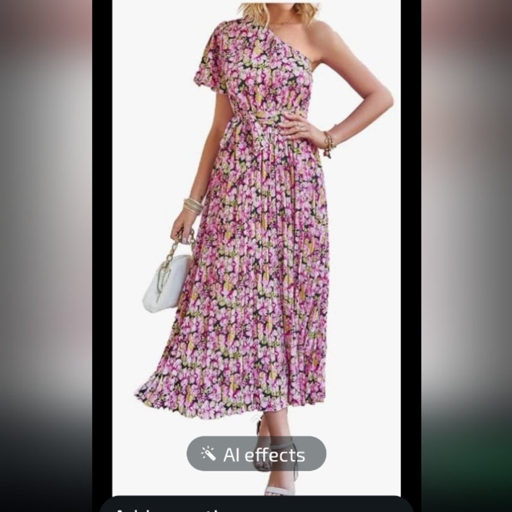 Bohemian Floral FASHION Maxi One-Shoulder Dress Size M